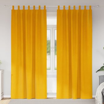 Verduisterende gordijnen 2 pcs Mosterdgeel 140 x 260 cm Fluweel 1