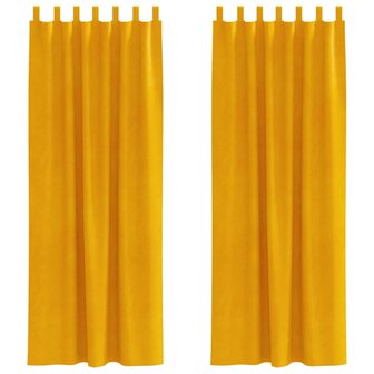 Verduisterende gordijnen 2 pcs Mosterdgeel 140 x 260 cm Fluweel 2