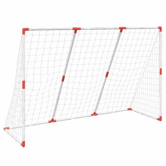 Kindervoetbaldoel met ballen 2-in-1 184x64x124 cm wit 4