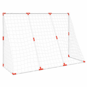 Kindervoetbaldoel met ballen 2-in-1 184x64x124 cm wit 7