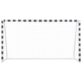 Voetbaldoel 300x160x90 cm metaal zwart en wit 2