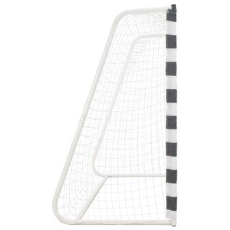 Voetbaldoel 300x160x90 cm metaal zwart en wit 3