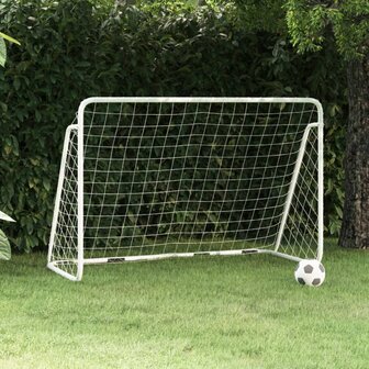 Voetbaldoel met net 180x90x120 cm staal wit 1