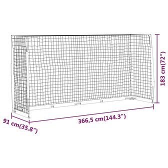 Voetbaldoel 366,5x91x183 cm staal 6