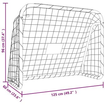 Voetbaldoel met net 125x96x60 cm staal en polyester wit 7