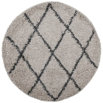Vloerkleed PAMPLONA shaggy hoogpolig &Oslash; 80 cm beige antraciet 2