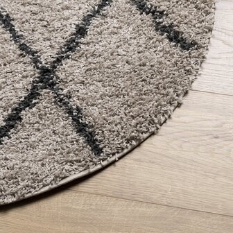 Vloerkleed PAMPLONA shaggy hoogpolig &Oslash; 80 cm beige antraciet 4