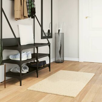 Vloerkleed HUARTE laagpolig zacht wasbaar 60x110 cm cr&egrave;me 1