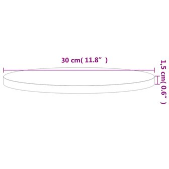 Tafelblad rond &Oslash;30x1,5 cm massief beukenhout 4