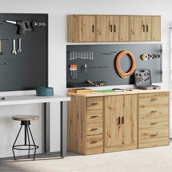 Garagekasten 2 st bewerkt hout ambachtelijk eikenhout 1