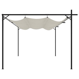 Pergola met uitschuifbaar dak 395x292x230 cr&egrave;mekleurig 4