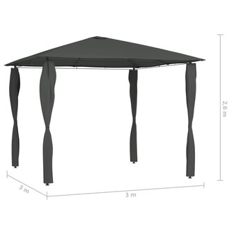 Prieel met paalhoezen 160 g/m&sup2; 3x3x2,6 m antracietkleurig 4