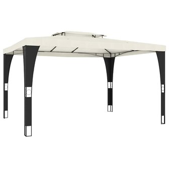 Prieel met dubbel dak 3,98x2,98 m staal cr&egrave;mekleurig 2