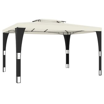 Prieel met dubbel dak 3,98x2,98 m staal cr&egrave;mekleurig 5