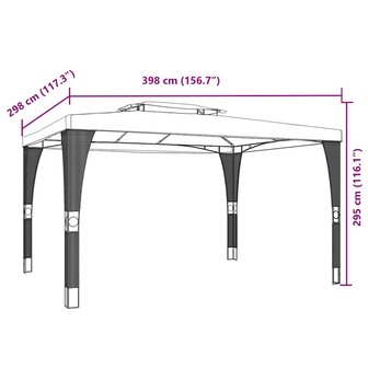 Prieel met dubbel dak 3,98x2,98 m staal cr&egrave;mekleurig 8