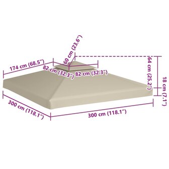 Vervangend tentdoek prieel 310 g/m&sup2; 3x3 m groen 6