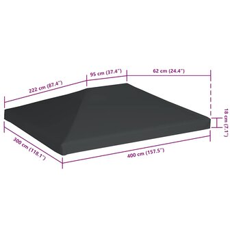 Prieeldak 310 g/m&sup2; 4x3 m grijs 6