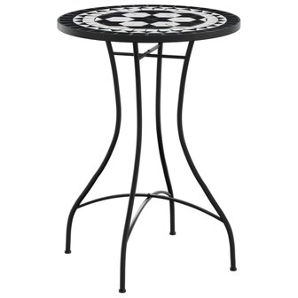 Bistrotafel moza&iuml;ek &Oslash;50x70 cm keramiek zwart en wit 2
