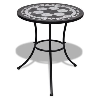 Bistrotafel 60 cm moza&iuml;ek zwart en wit 1