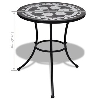 Bistrotafel 60 cm moza&iuml;ek zwart en wit 5