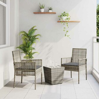 Tuin Bistroset 3 pcs Grijs poly rattan 1