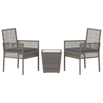 Tuin Bistroset 3 pcs Grijs poly rattan 7