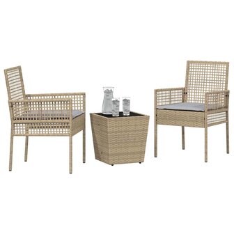 Tuin Bistroset 3 pcs Beige poly rattan 3