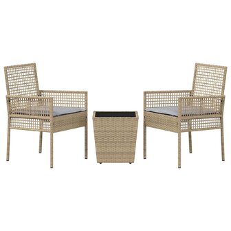 Tuin Bistroset 3 pcs Beige poly rattan 7