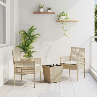 Tuin Bistroset 3 pcs Beige poly rattan 1