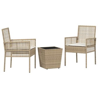 Tuin Bistroset 3 pcs Beige poly rattan 2