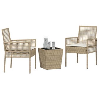 Tuin Bistroset 3 pcs Beige poly rattan 3