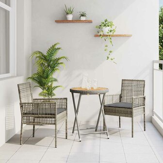Tuin Bistroset 3 pcs Grijs poly rattan 1