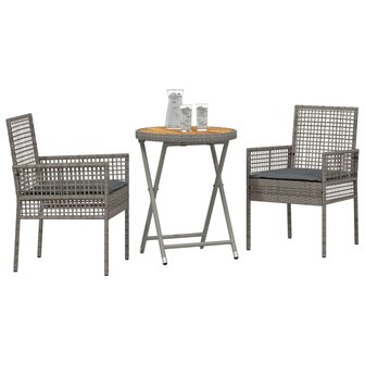 Tuin Bistroset 3 pcs Grijs poly rattan 3