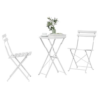 Vouw Bistroset 3 pcs Wit Staal 3