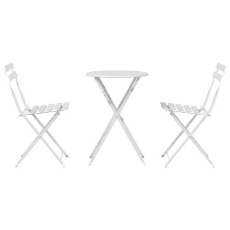 Vouw Bistroset 3 pcs Wit Staal 7