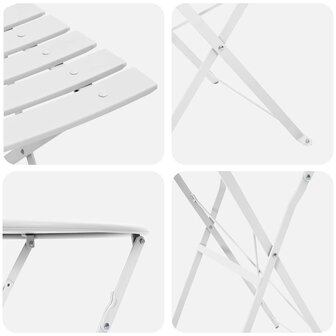 Vouw Bistroset 3 pcs Wit Staal 8