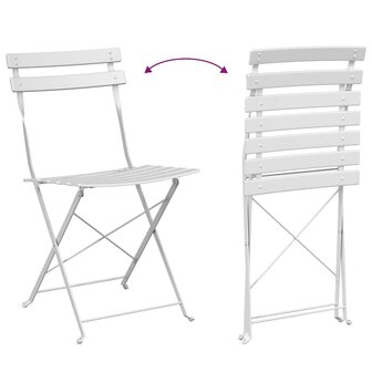 Vouw Bistroset 3 pcs Wit Staal 9