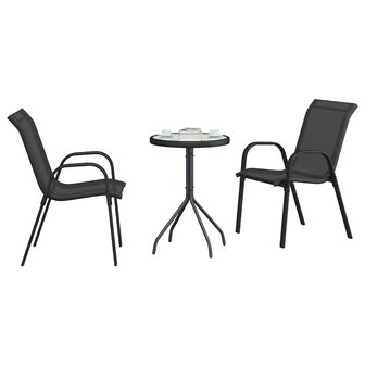 Tuin Bistroset 3 pcs Zwart Staal 3