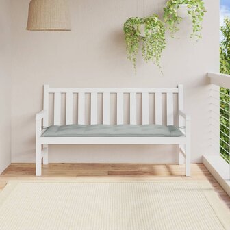 Tuinbankkussen 150x50x7 cm stof gem&ecirc;leerd lichtgrijs 3