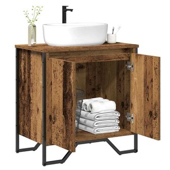 Badkamerkast Oud Hout 60 x 35 x 60 cm Bewerkt hout 3