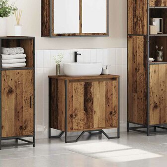 Badkamerkast Oud Hout 60 x 35 x 60 cm Bewerkt hout 4