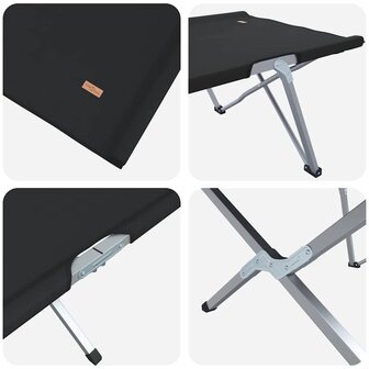 Opvouwbaar Veldbed Zwart 194 x 62,5 x 42,5 cm 8