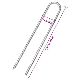 Tentharingen 12 st U-vormig &Oslash;7 mm 30 cm gegalvaniseerd staal 5