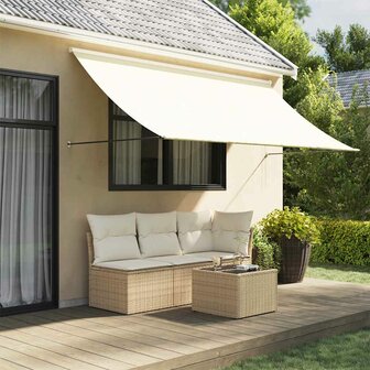 Luifel uittrekbaar 300x150 cm stof en staal cr&egrave;mekleurig 1