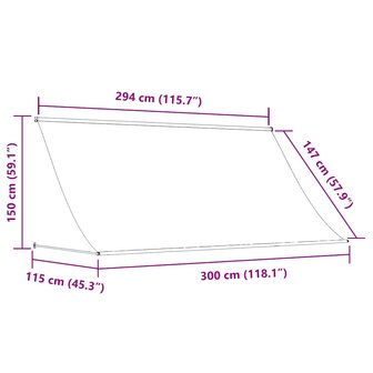 Luifel uittrekbaar 300x150 cm stof en staal cr&egrave;mekleurig 9