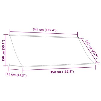 Luifel uittrekbaar 350x150 cm stof en staal cr&egrave;mekleurig 8