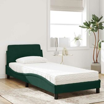 Bed met matras "Dover" fluweel donkergroen 80x200 cm 3