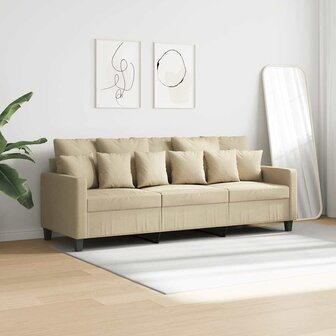 Driezitsbank 180 cm stof cr&egrave;mekleurig 3