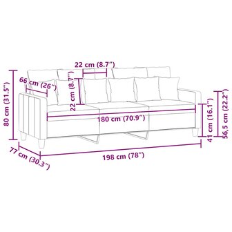 Driezitsbank 180 cm stof cr&egrave;mekleurig 9