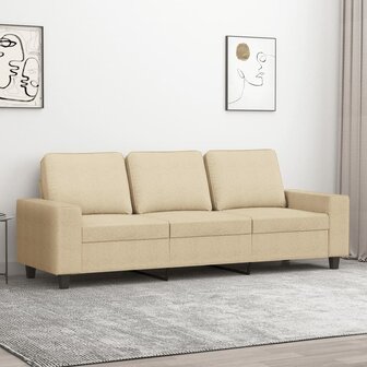 Driezitsbank 180 cm stof cr&egrave;mekleurig 1